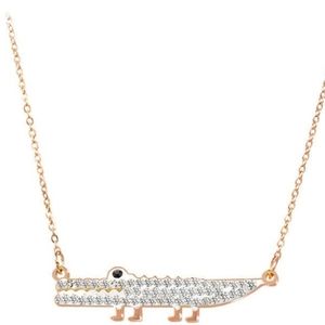 (NEW) CROCODILE Necklace 316L Stainless Steel with Zircon Crystals
